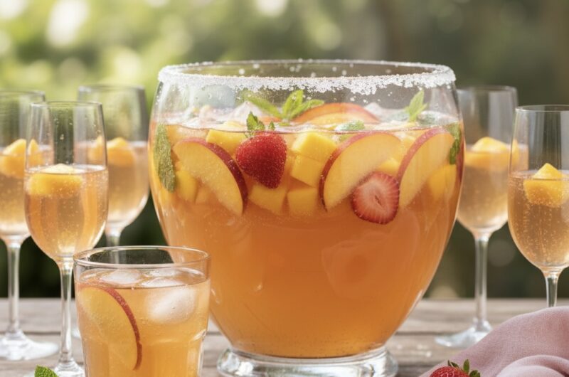 🍑 Peach Mango Mimosa Punch